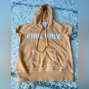 Vintage Victoria’s Secret PINK Univ. Y2K Short Sleeved Hoodie Orange Sherbet XS